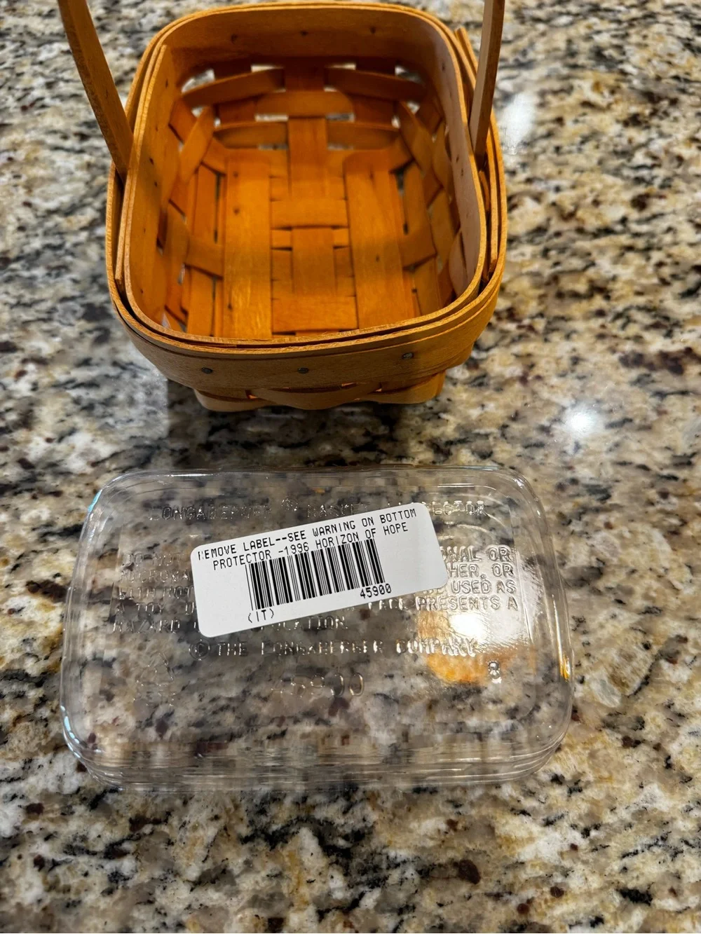 Longaberger Woven Wooden Basket in Warm Honey Brown, like new, never used.